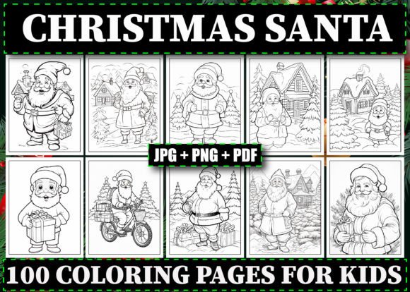 100 Christmas Santa Coloring Pages Kids