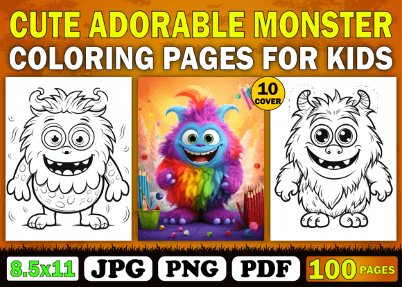 100 Cute Adorable Monster Coloring Pages: A Creative and Profitable Resource for Your KDP Interior