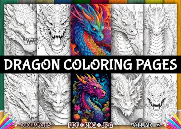 100 Dragon Coloring Pages for Adults