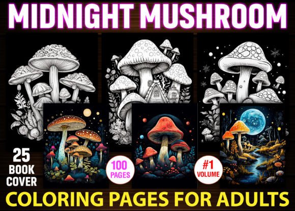 100 Midnight Mushroom Coloring Pages
