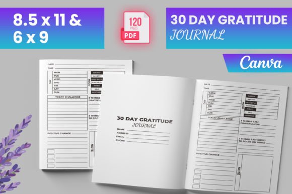 30 Day Gratitude Journal for Canva