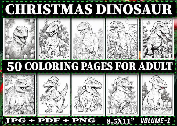 50 Christmas Dinosaur Coloring Pages