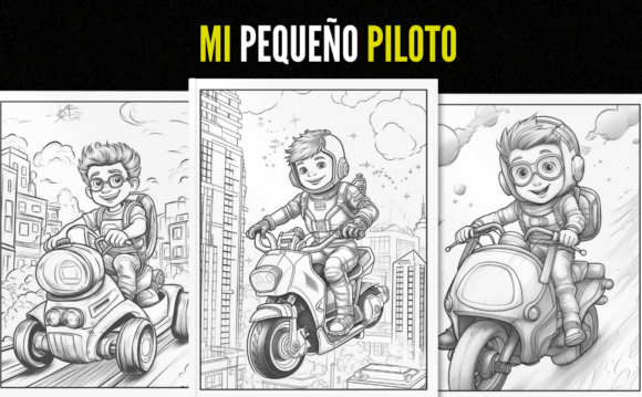 50 Kids in Pilot Costumes Driving Futuristic Vehicles for Coloring: A Creative Resource for Artists and Businesses