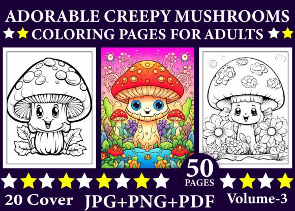 Adorable Creepy Mushrooms Coloring Pages