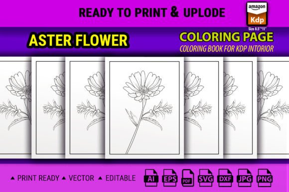 Aster Flower Line Drawing Coloring Pages