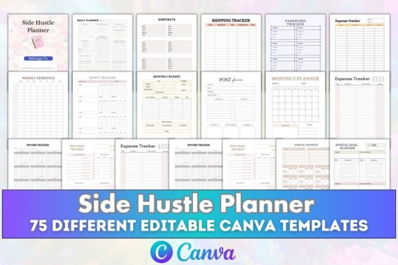 Canva Editable Side Hustle Planner KDP