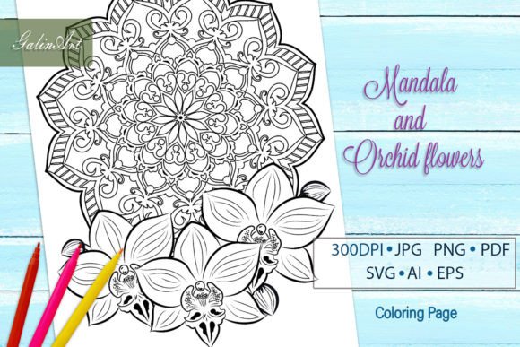 Orchid and Mandala Coloring Page: A Creative Tool for Mindful Engagement